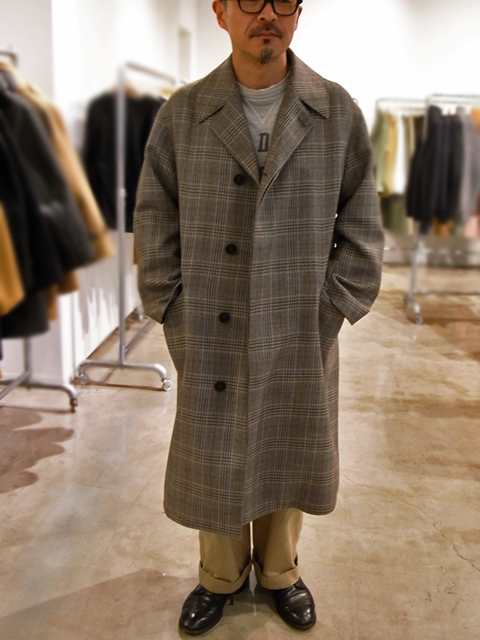 18aw Auralee DOUBLE FACE CHECK LONG COAT | myglobaltax.com