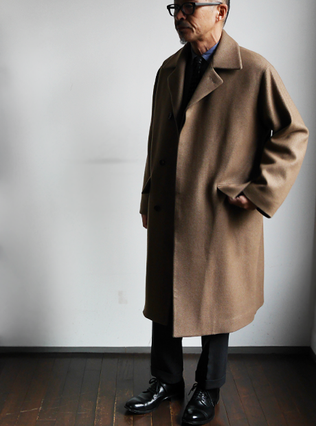 AURALEE】WOOL SILK MELTON COLLAR COAT-