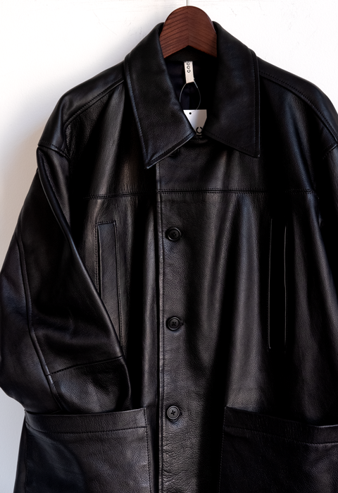 CCU COVERALL SHIRT COW SKIN BLACK アウター | red-village.com