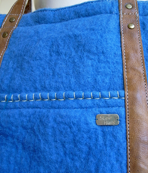 SLOW HANDS Indigo Felt Tote Bag