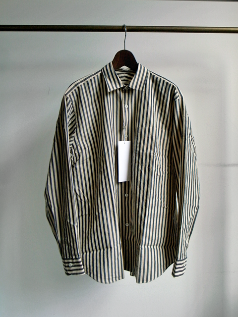 COMOLI Navy Stripe Shirts | 山口ストアー