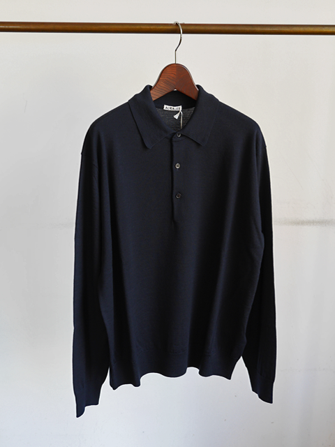 AURALEE Wool Cashmere High Gauge Knit Polo