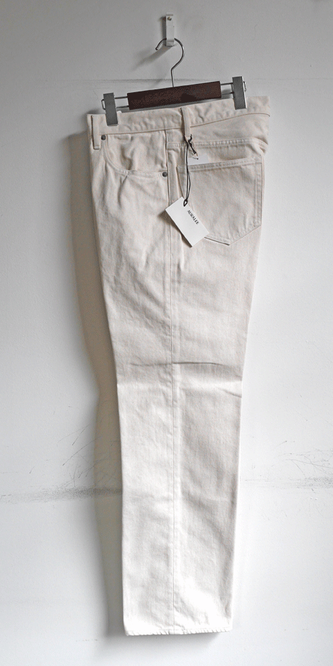 AURALEE Hard Twist Denim 5P Pants White×Ivory