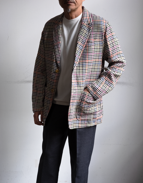 ts(s)Multi Color Houndtooth Linen Cotton Jacket