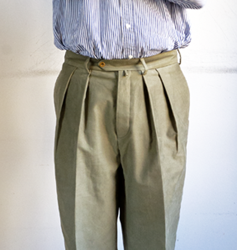 NEAT Cotton/Cashmere Moleskin 2Tuck Wide Trousers
