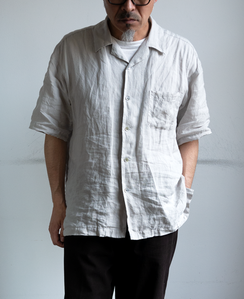tsuki.s Linen Open Collar Shirts
