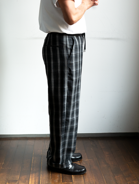 ULTERIOR Wool Shadow Check Easy Slacks