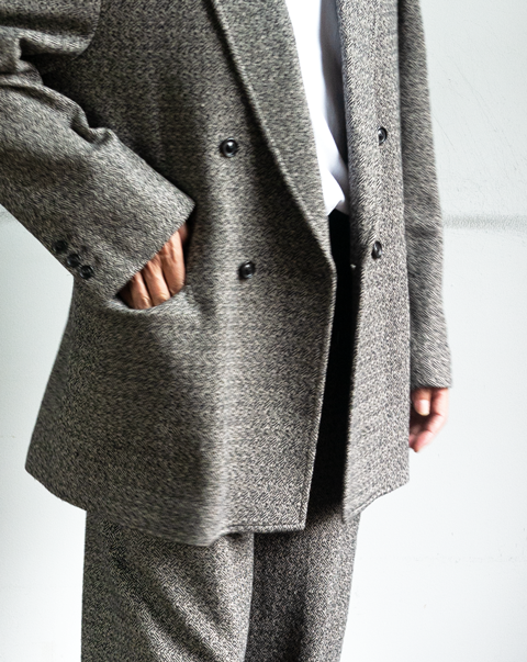 ULTERIOR Wool Silk Tweed Set Up Suit