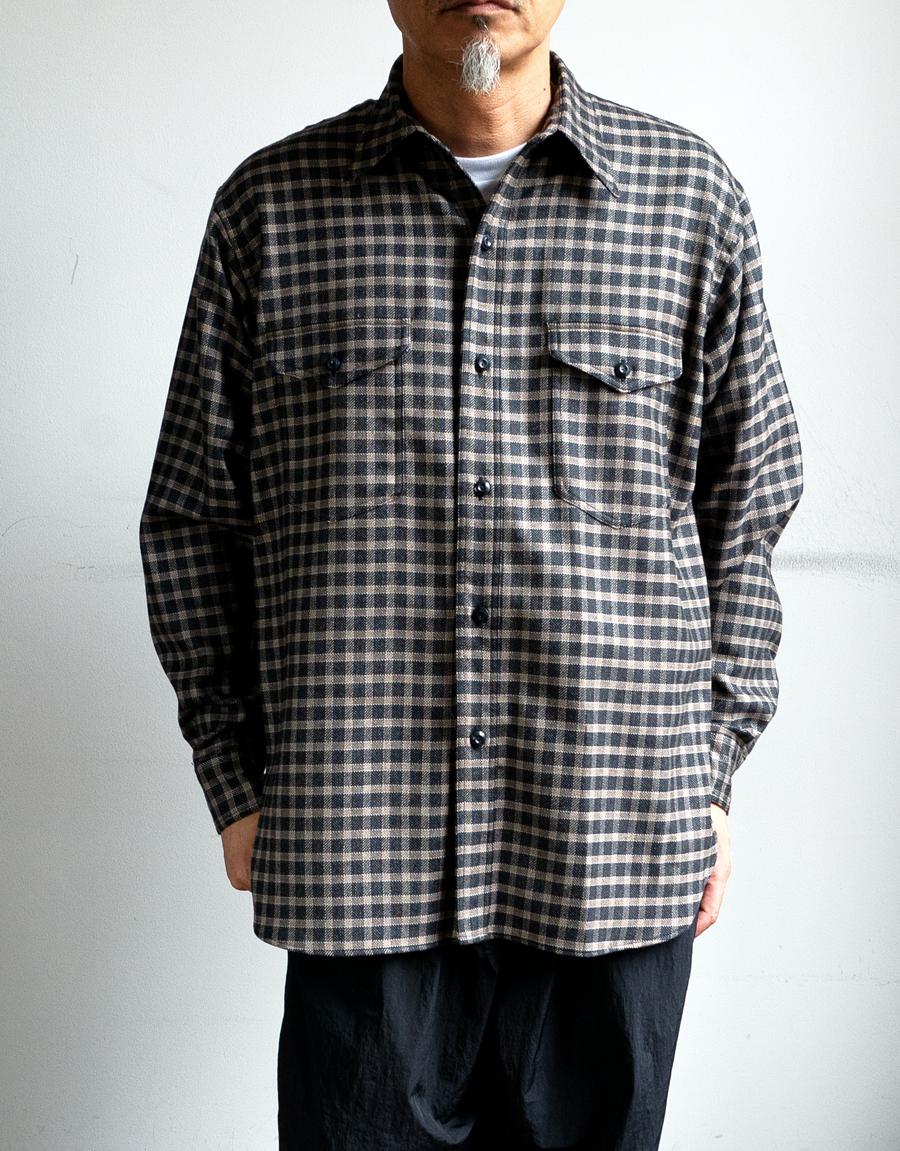 ULTERIOR Checked Wool Flannel D/P Shirt