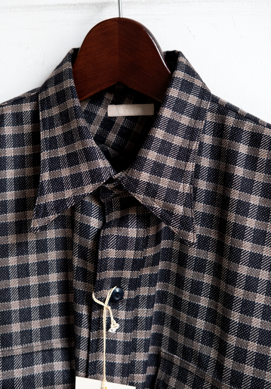 ULTERIOR Checked Wool Flannel D/P Shirt