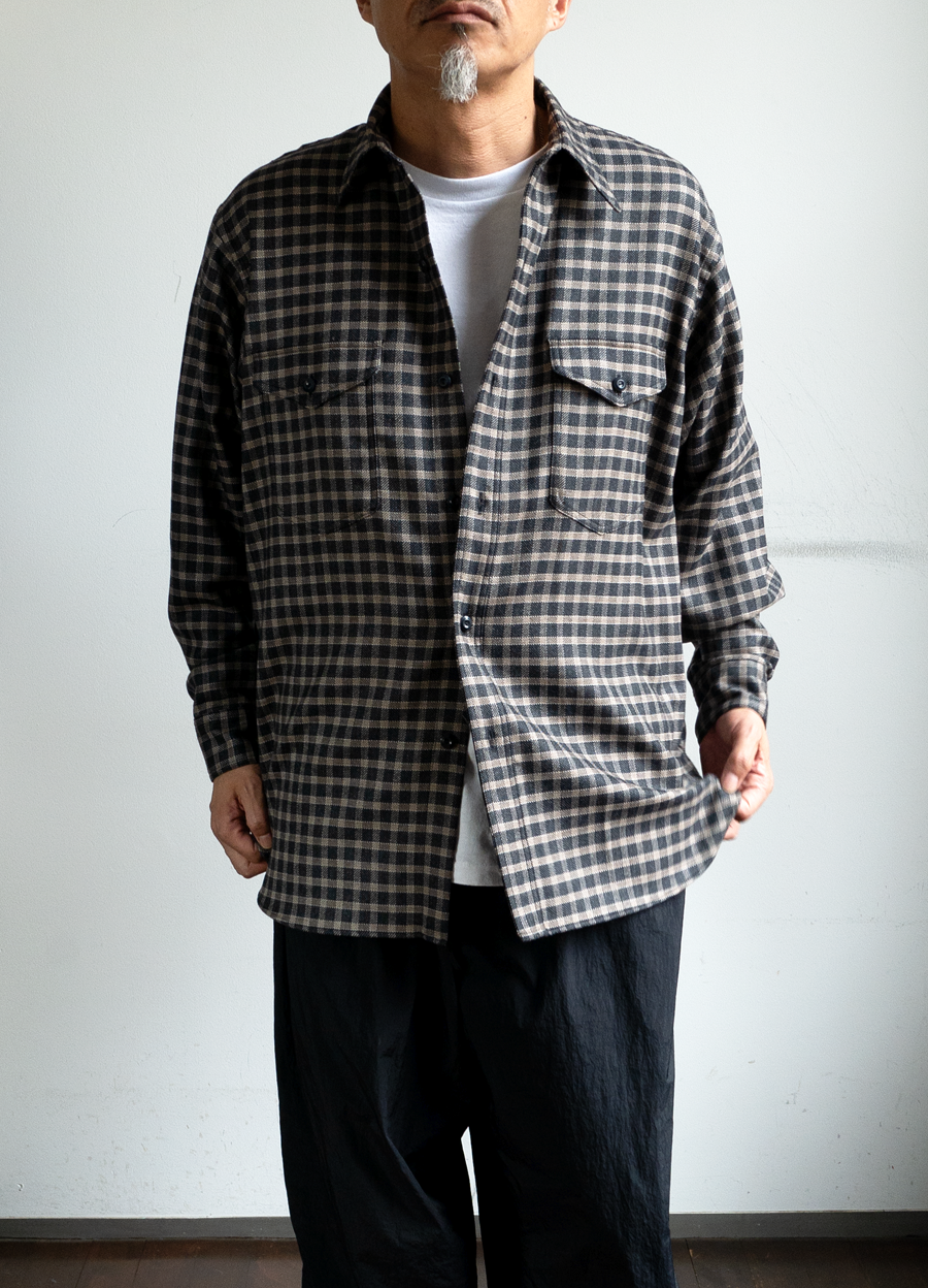 ULTERIOR Checked Wool Flannel D/P Shirt