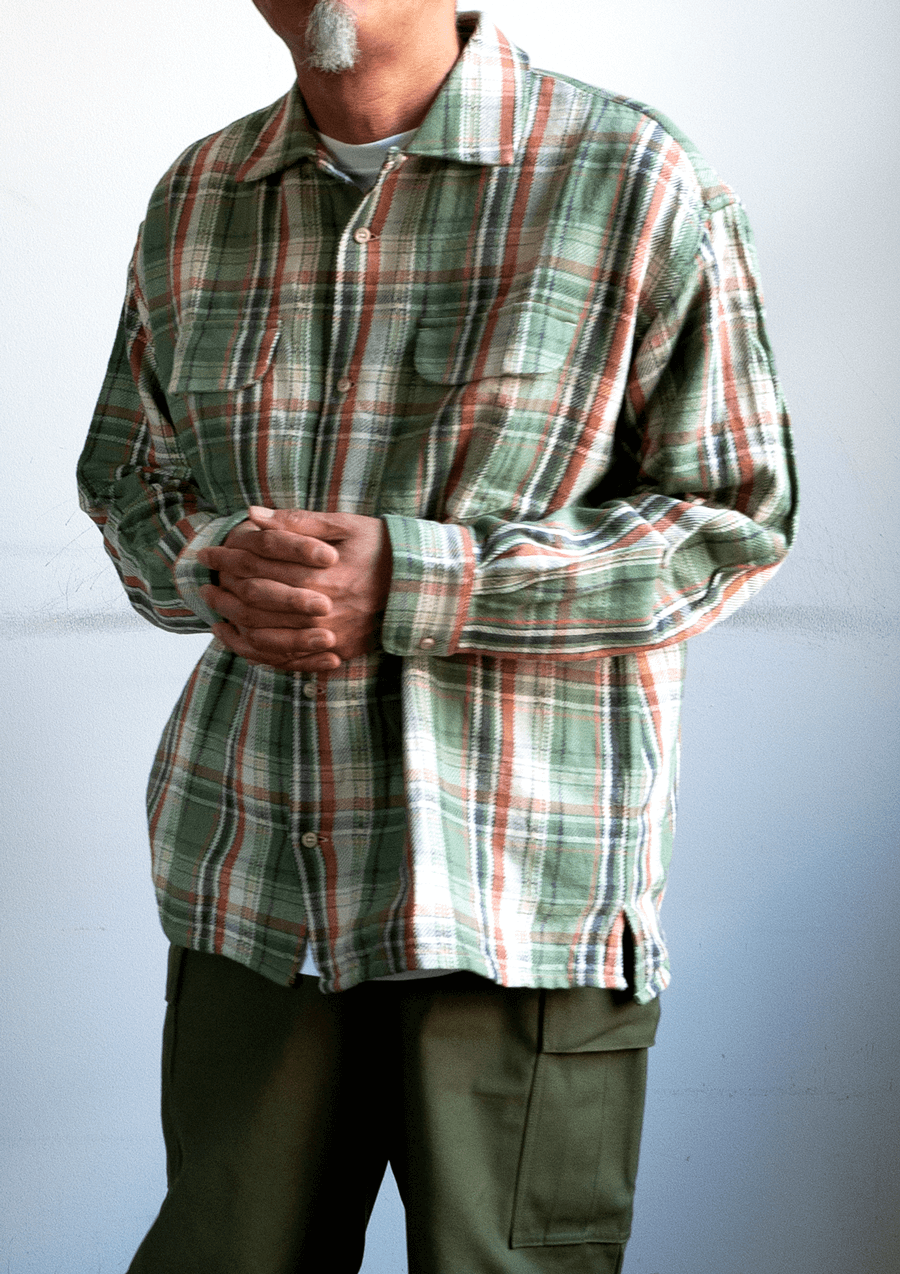 ts(s) Pale Tone Big Plaid Flap Pocket Baggy Shirt