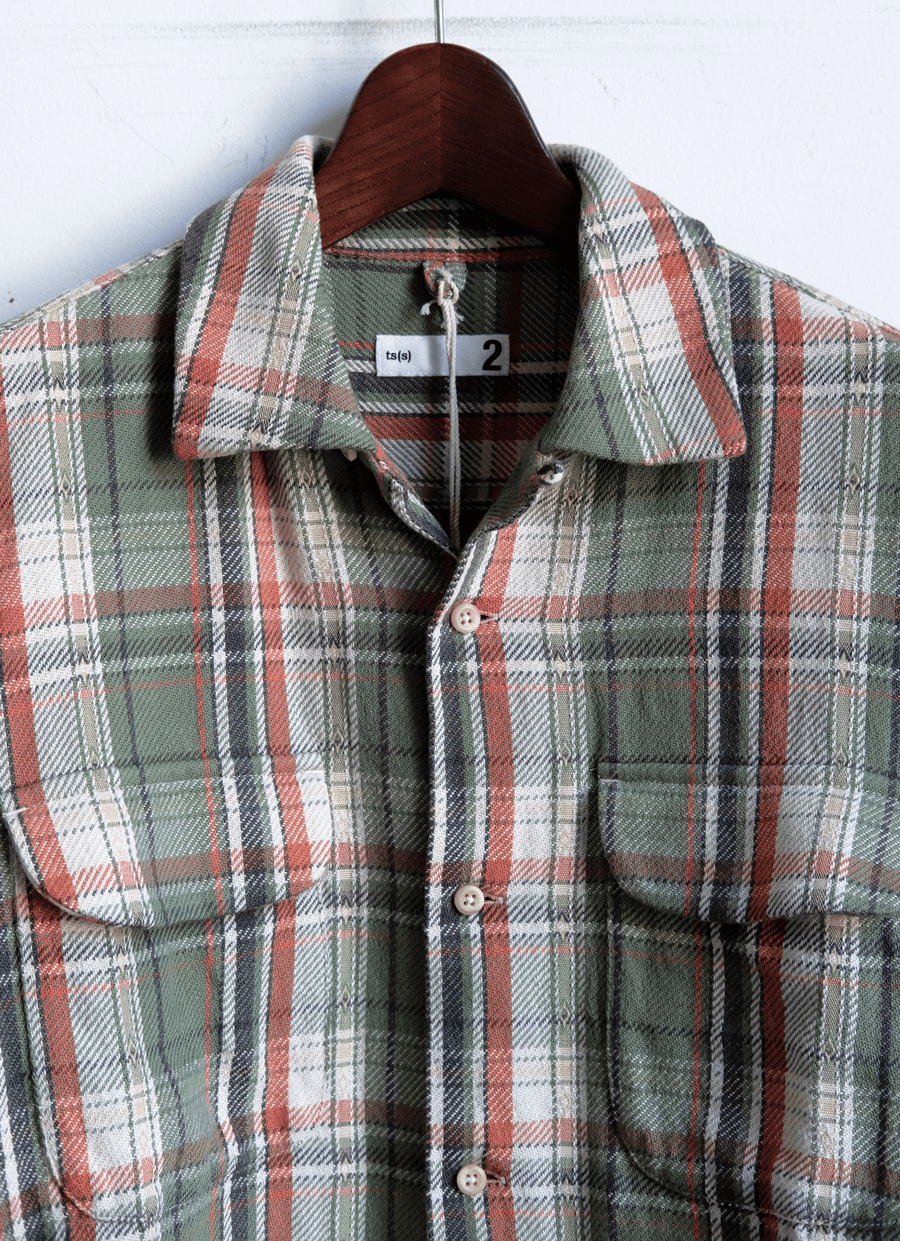 ts(s) Pale Tone Big Plaid Flap Pocket Baggy Shirt