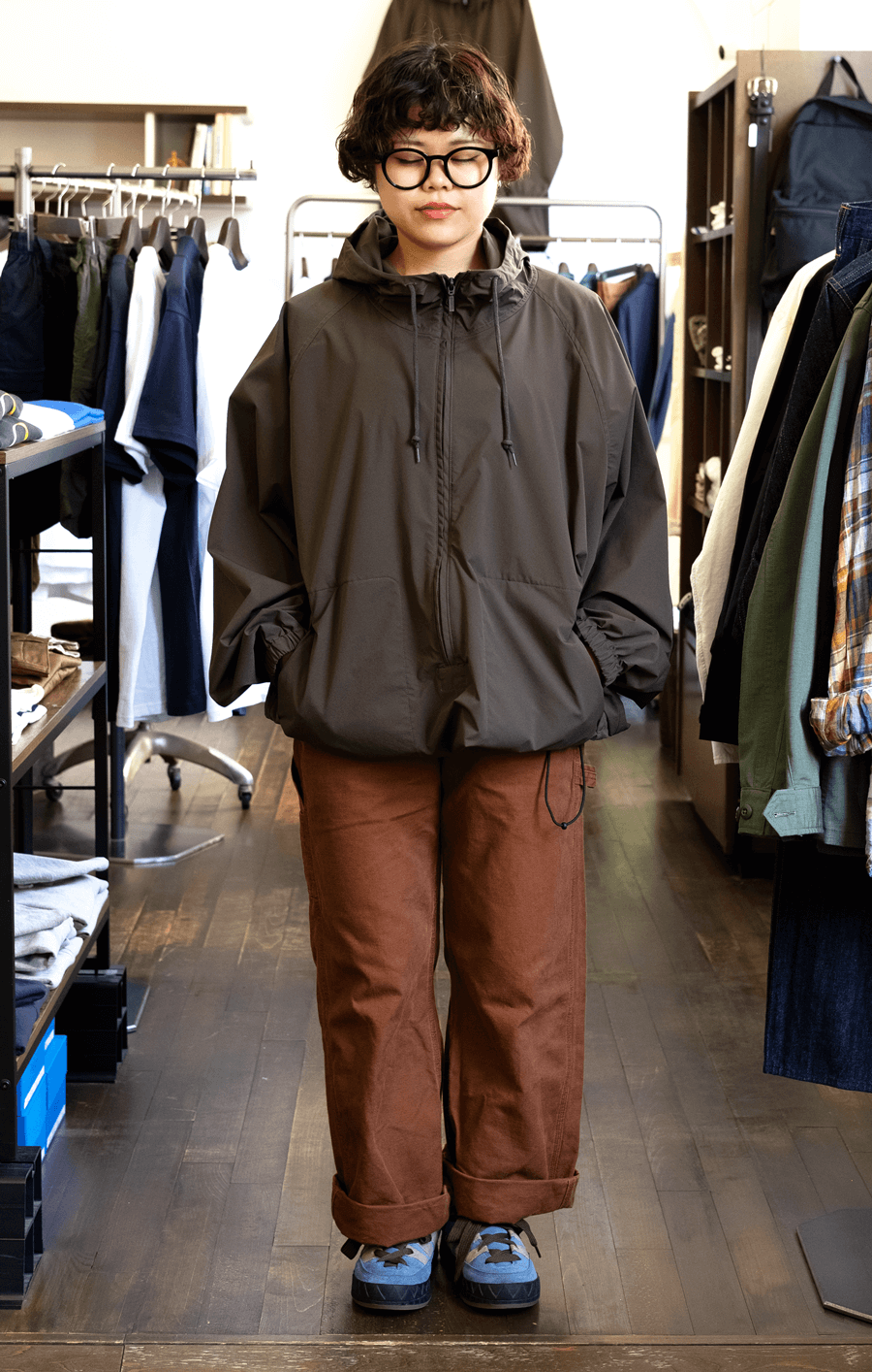 ts(s) “SOLOTEX” Polyester 2 Way Stertch Cloth Long Zip Pullover Parka