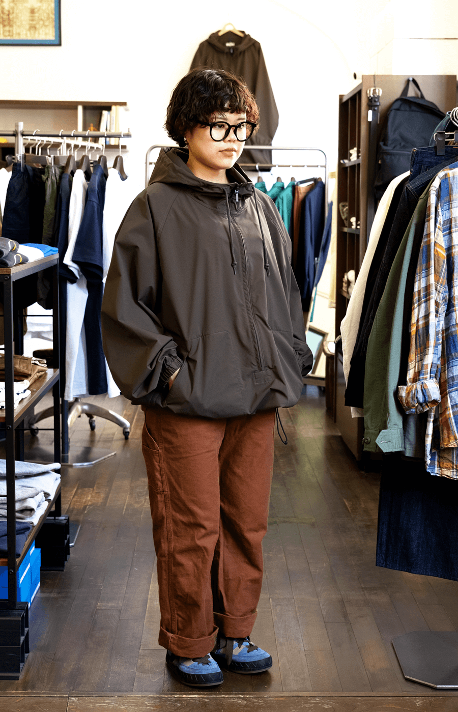 ts(s) “SOLOTEX” Polyester 2 Way Stertch Cloth Long Zip Pullover Parka