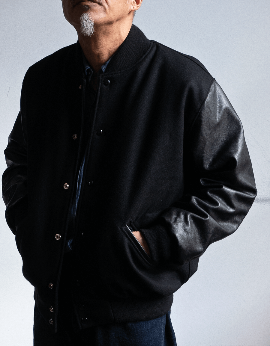 SETTLEMIER’S Leather Sleeve Varsity Jacket
