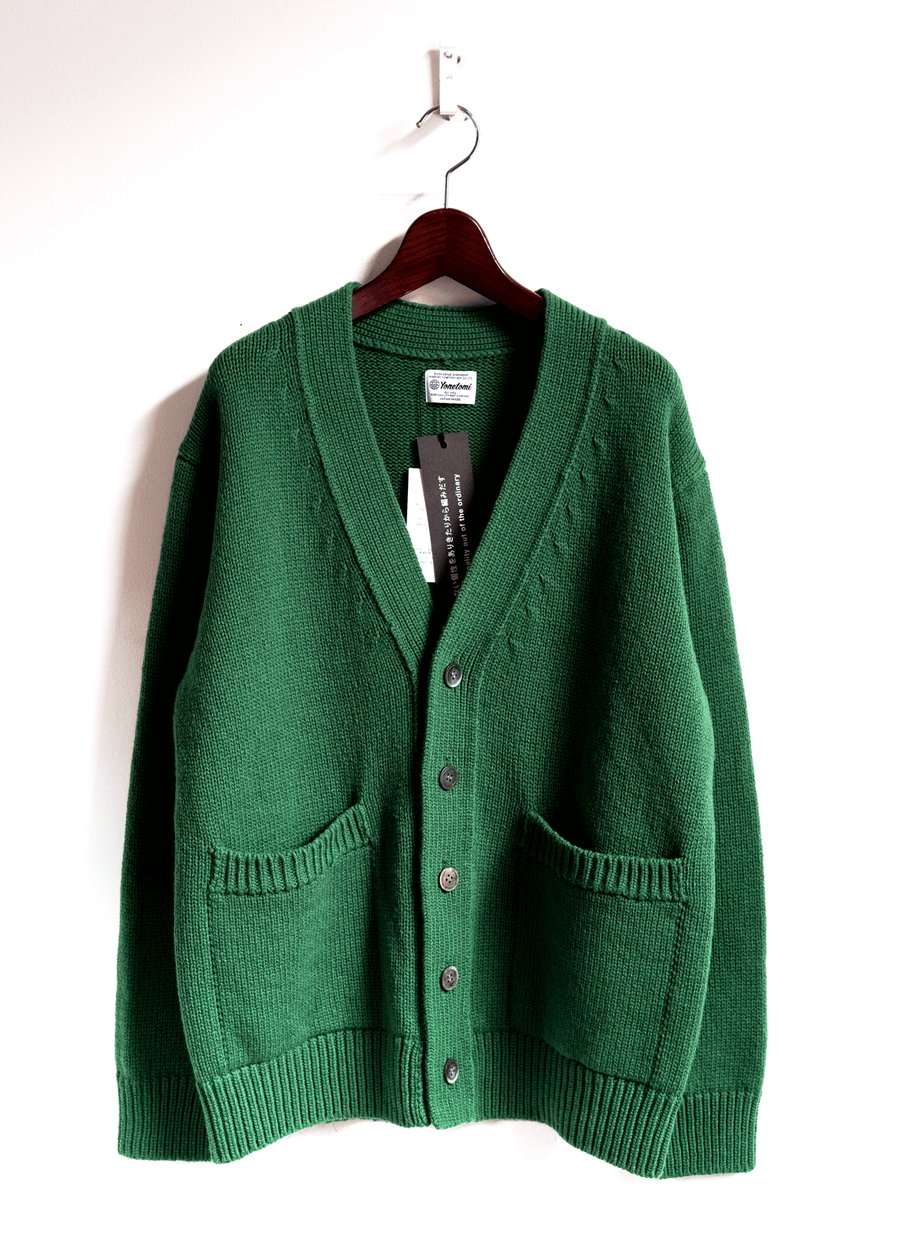Yonetomi NEW BASIC Soft Lambs Wool Cardigan #255 Green