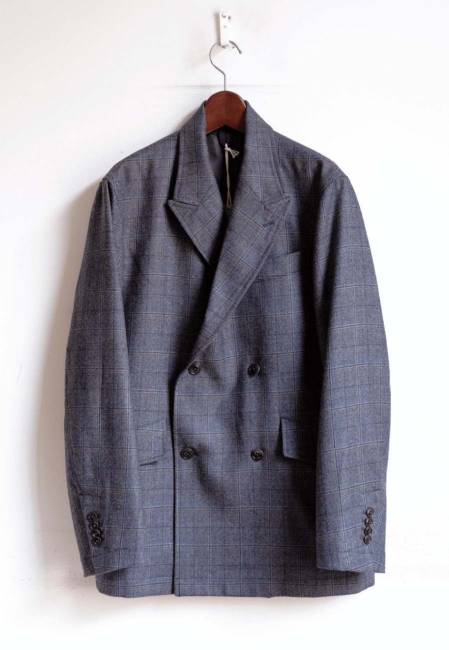 ts(s) Double Windowpane Plaid 4B Double Breasted Jacket