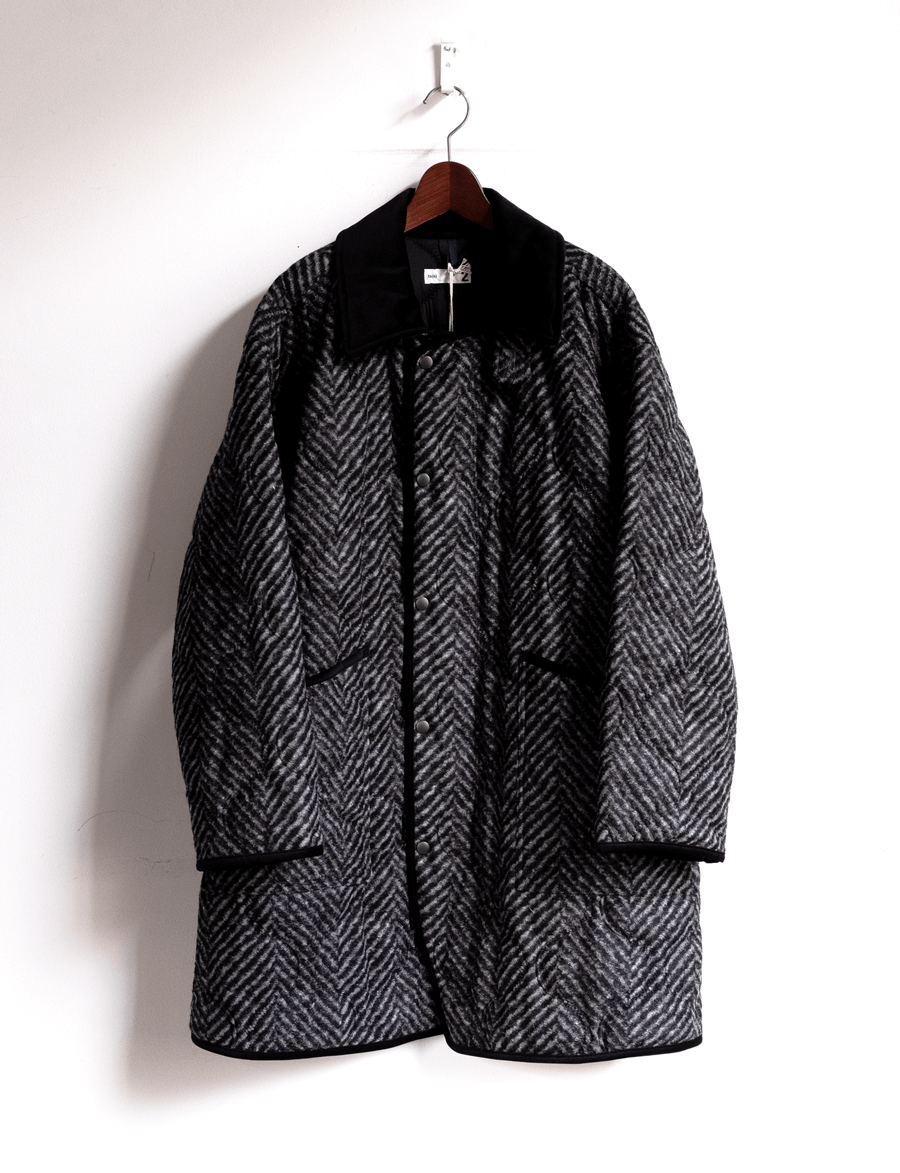ts(s) Large HerringboneQuilted Cloth Zip & Fly Front Coat