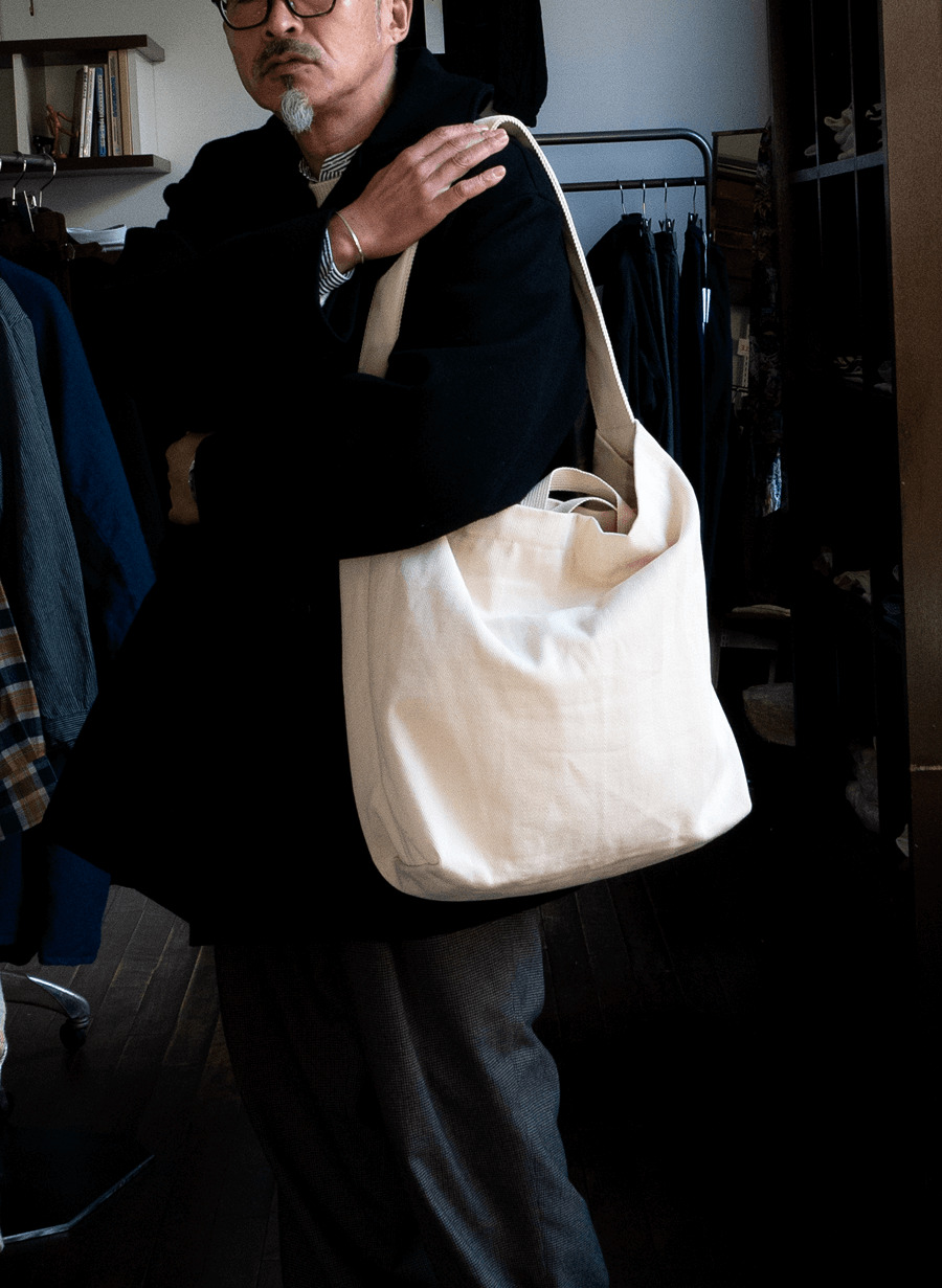 ERA. HERRINGBONE CANVAS BIG SHOULDER BAG