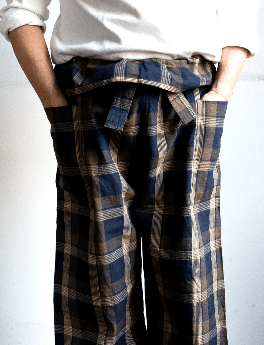 ts(s) Block Plaid Linen×Cotton Cloth Thai Pants