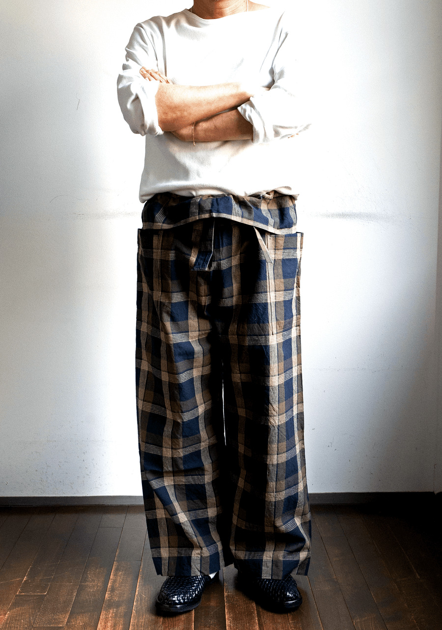 ts(s) Block Plaid Linen×Cotton Cloth Thai Pants