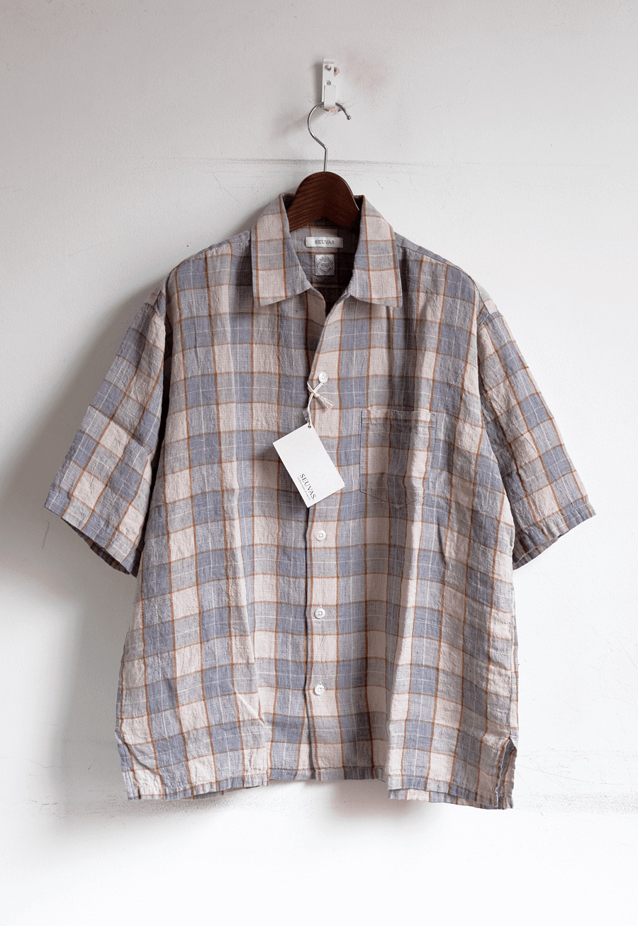 SEUVAS Linen Open Collar Shirt