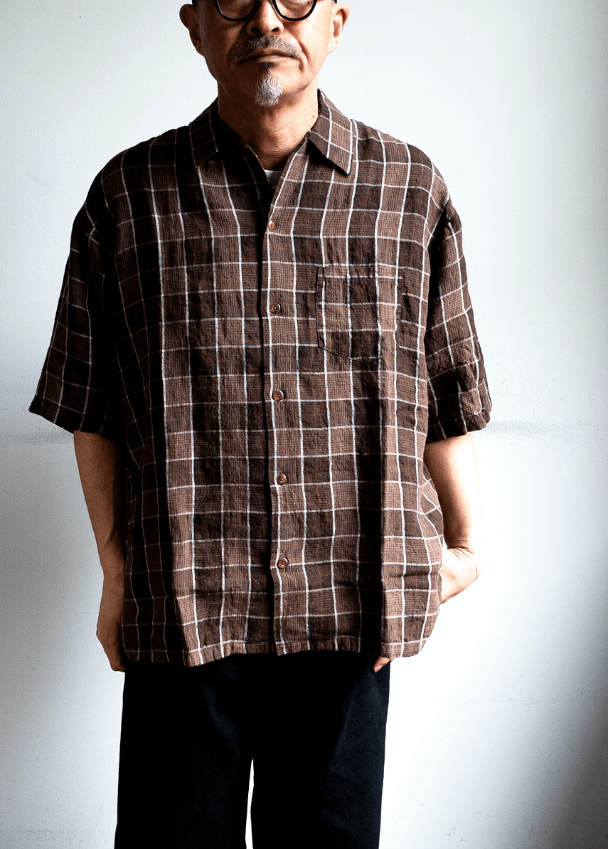 SEUVAS Linen Open Collar Shirt