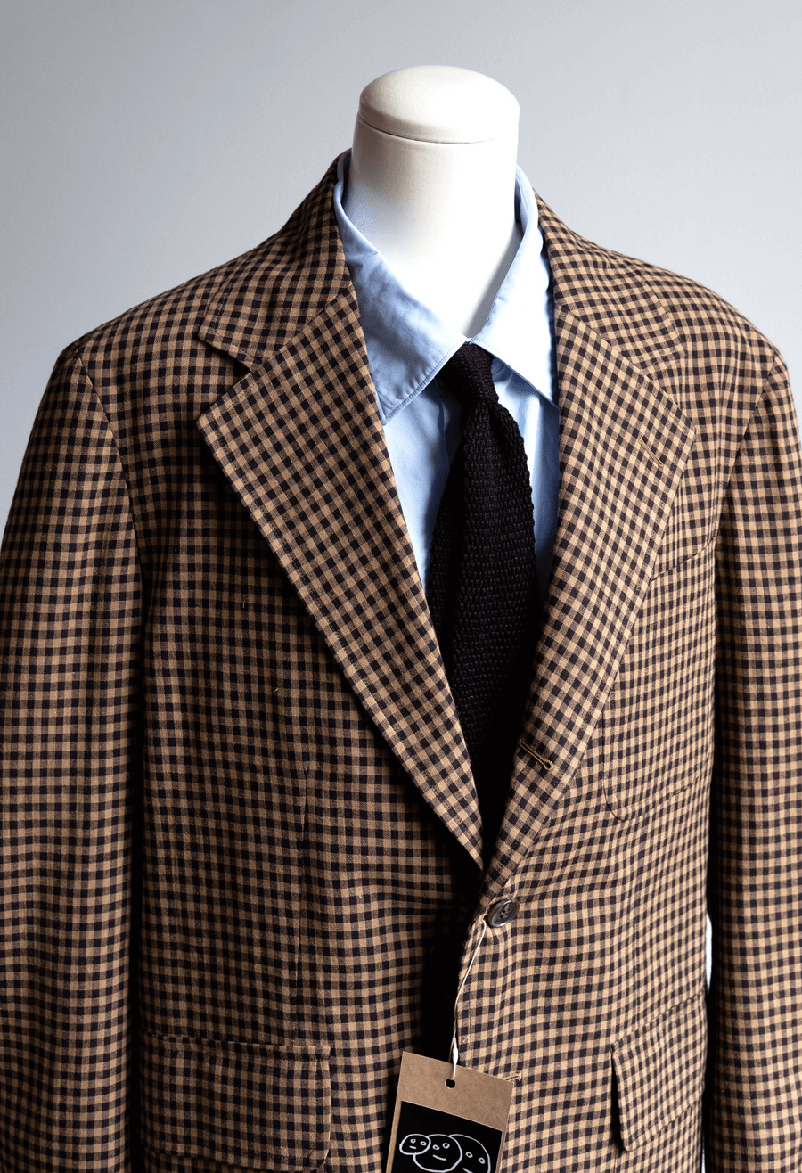 YAMAGUCHI STORE Cotton Linen Gingham Check Jacket