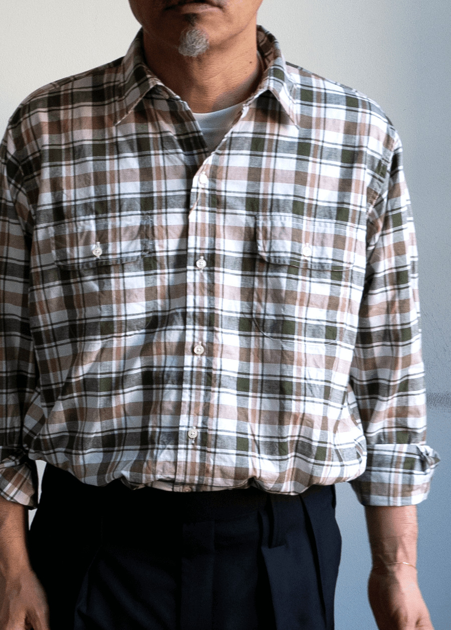 INDIVIDUALIZED SHIRTS  Cotton Linen Check 2poc Work Shirt