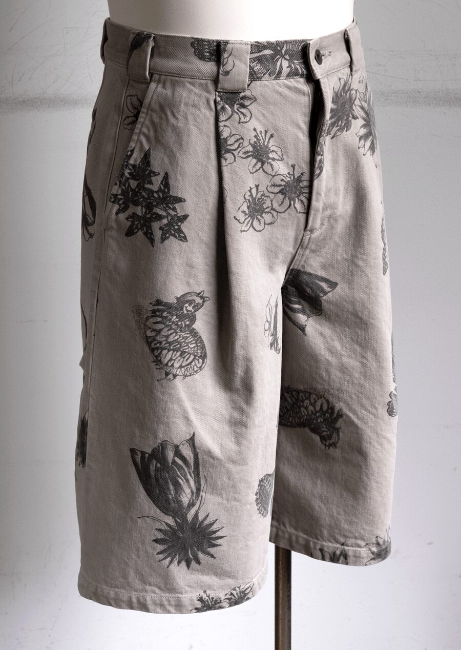 kiivu　Hand Drawing SUMI Printing Short Pants