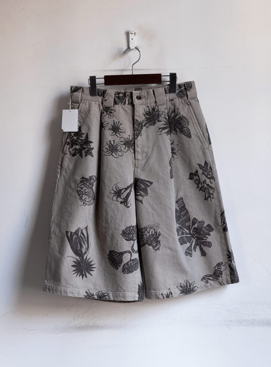 kiivu　Hand Drawing SUMI Printing Short Pants