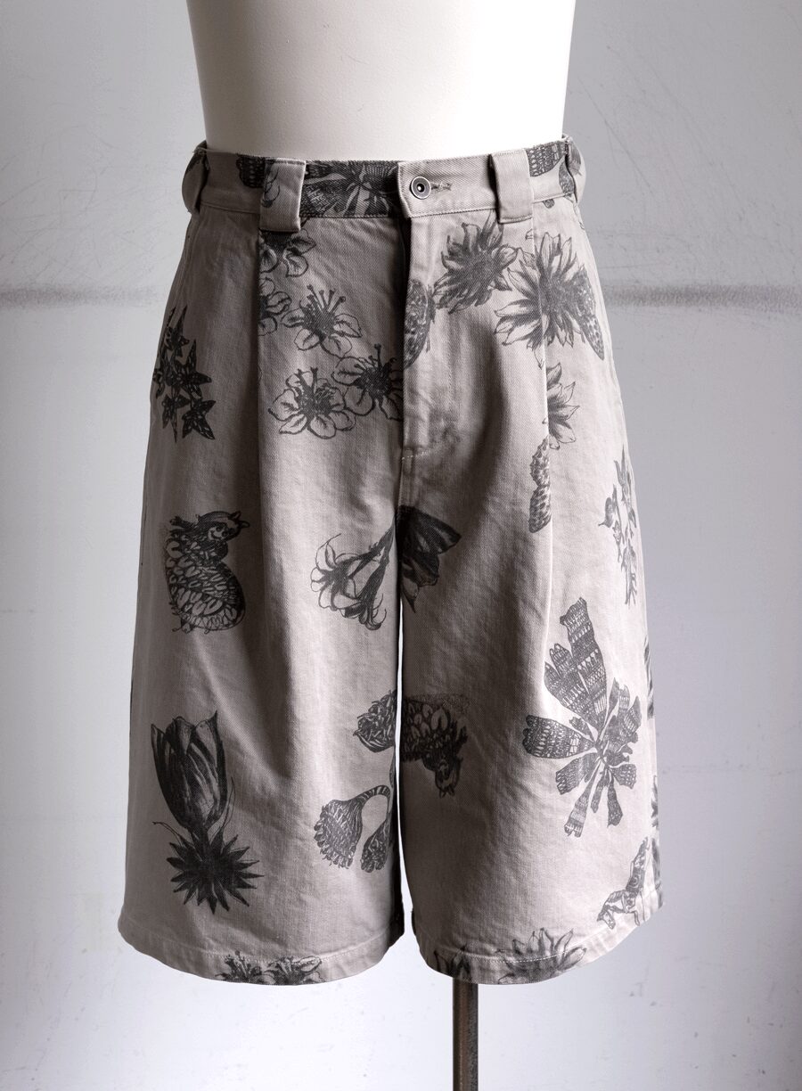 kiivu　Hand Drawing SUMI Printing Short Pants