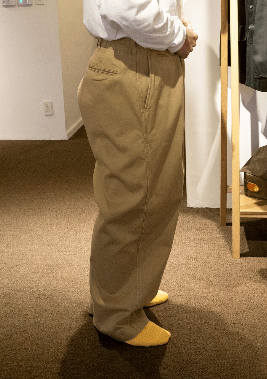 NICENESS　AGED-EFFECT CHINO RESIZED CHINO TROUSERS “ALBARN”