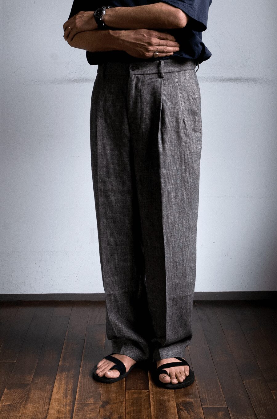 ATON　LINEN WOOL TWILL LOOSE FIT PANTS