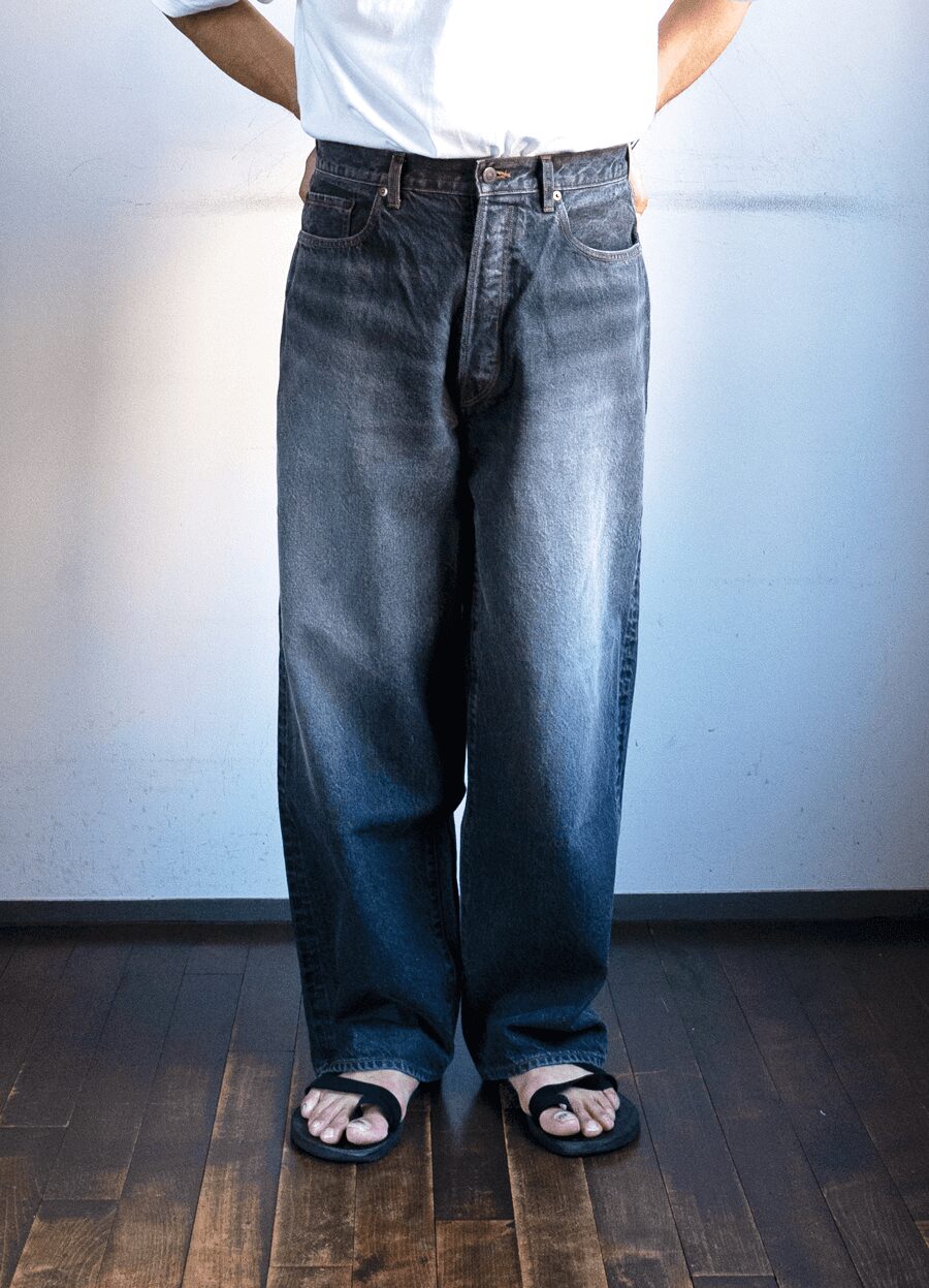 blurhms ROOTSTOCK　13.5oz Denim Pants Wide USED-Sulfur Black