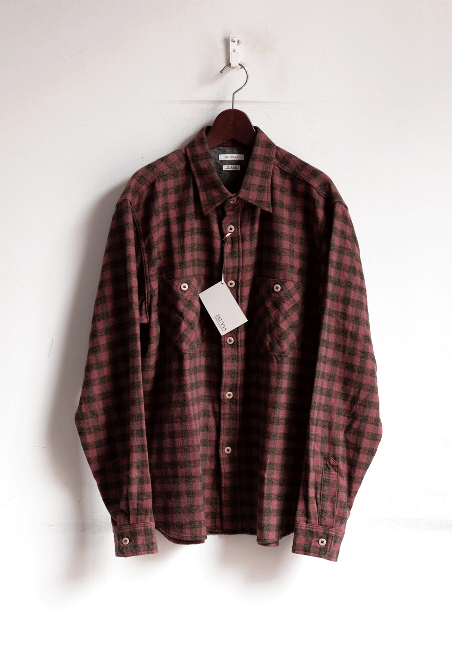 SEUVAS　COTTON FLANNEL PLAID WORK SHIRT