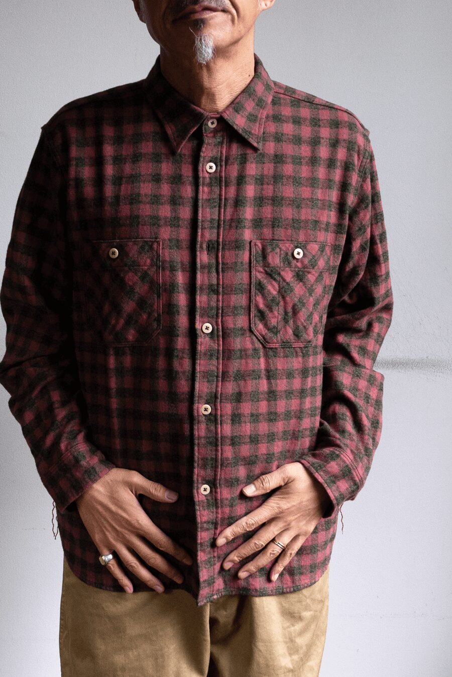 SEUVAS　COTTON FLANNEL PLAID WORK SHIRT