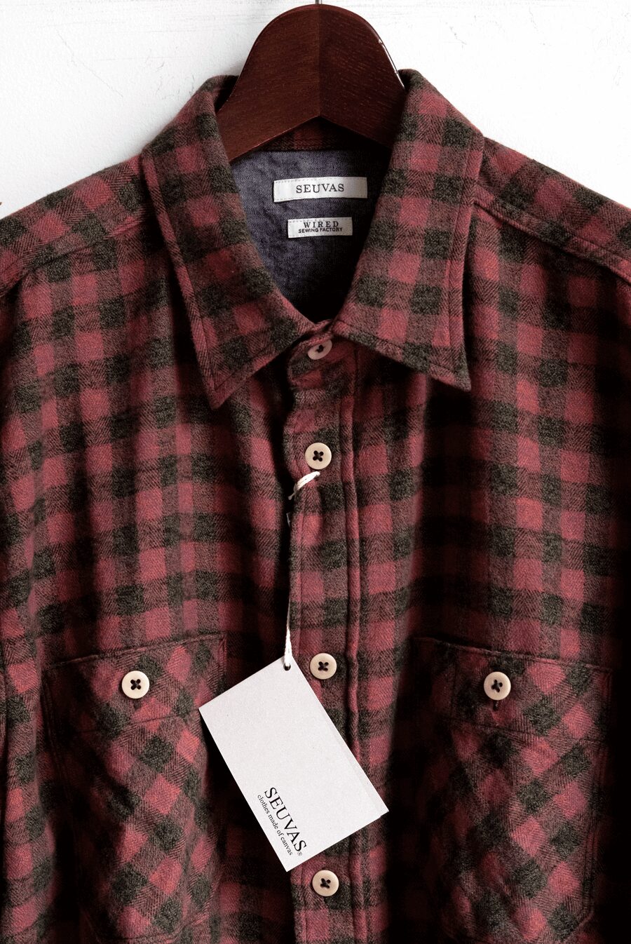 SEUVAS　COTTON FLANNEL PLAID WORK SHIRT