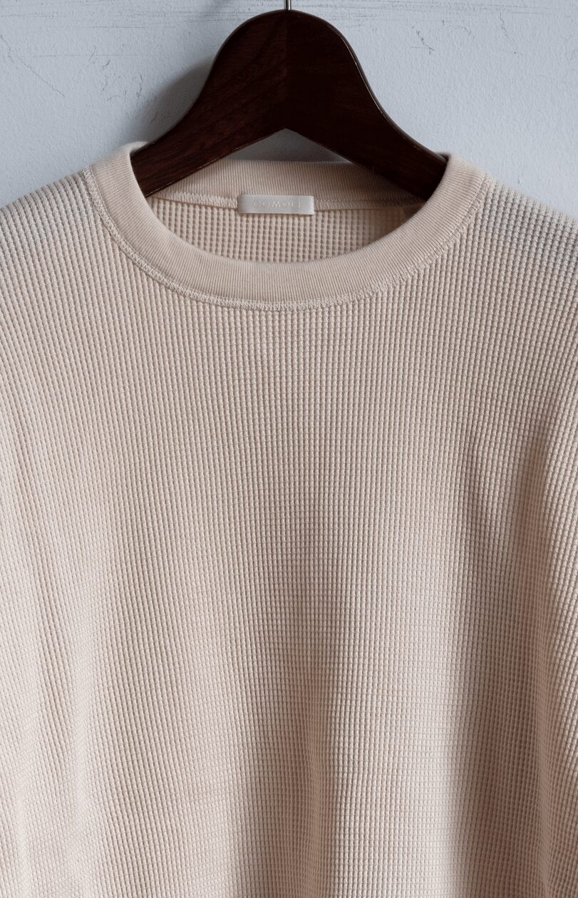COMOLI　コットンカシミヤ ワッフル長袖クルー