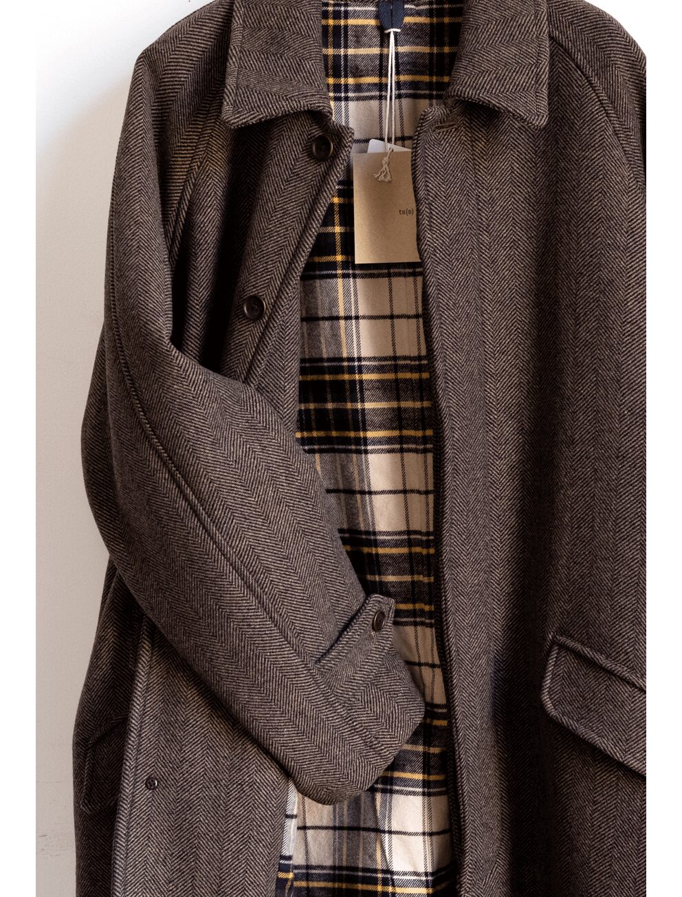 ts(s)　Herringbone Wool Nylon Double Cloth Raglan Sleeve Coat