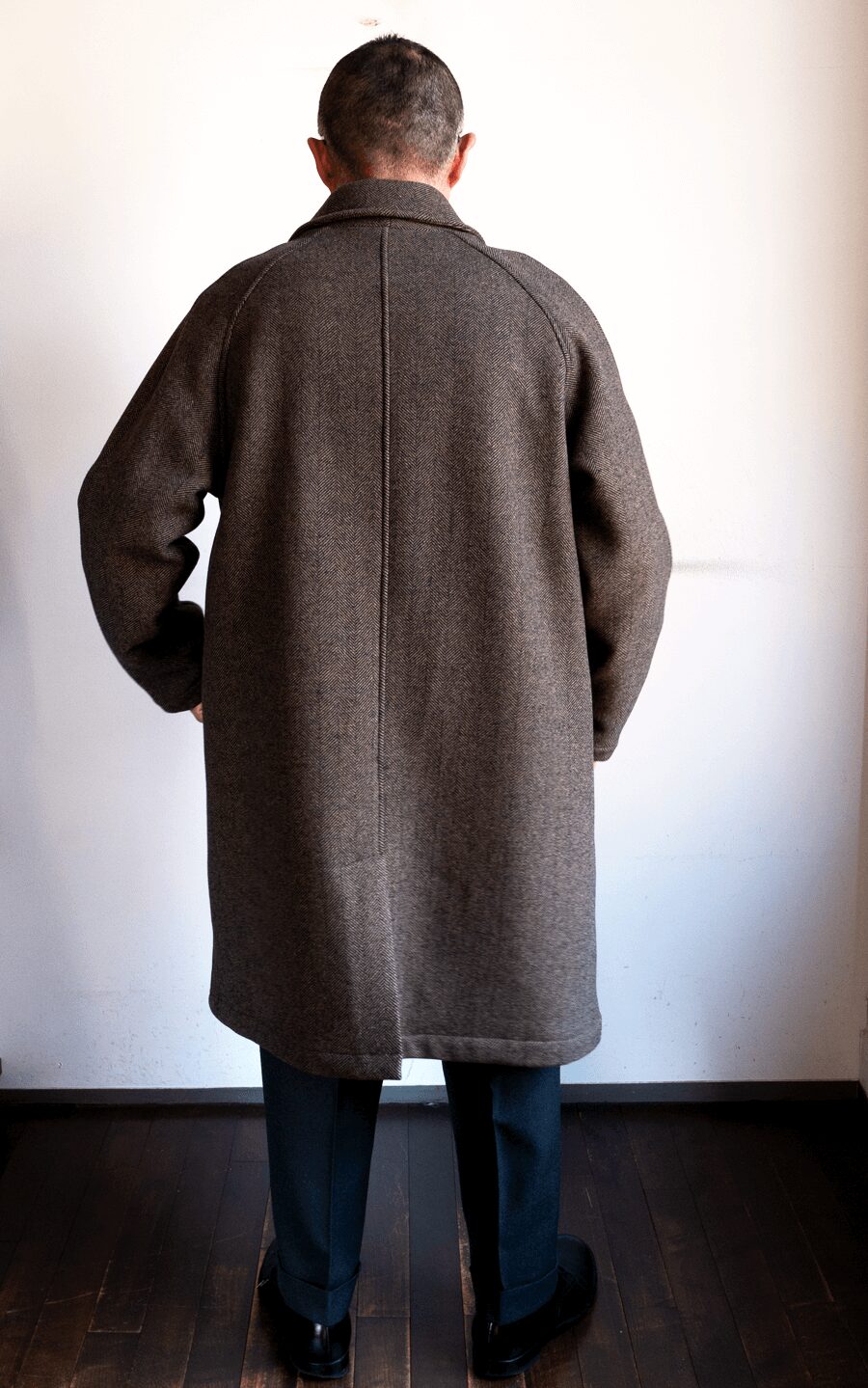 ts(s)　Herringbone Wool Nylon Double Cloth Raglan Sleeve Coat