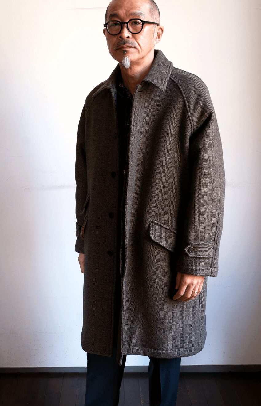 ts(s)　Herringbone Wool Nylon Double Cloth Raglan Sleeve Coat