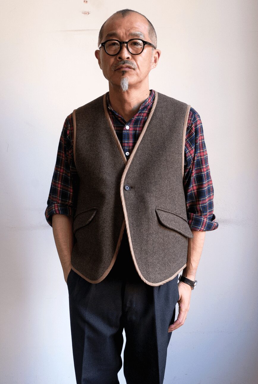 ts(s)　Herringbone Wool Nylon Double Cloth Back Slit Vest
