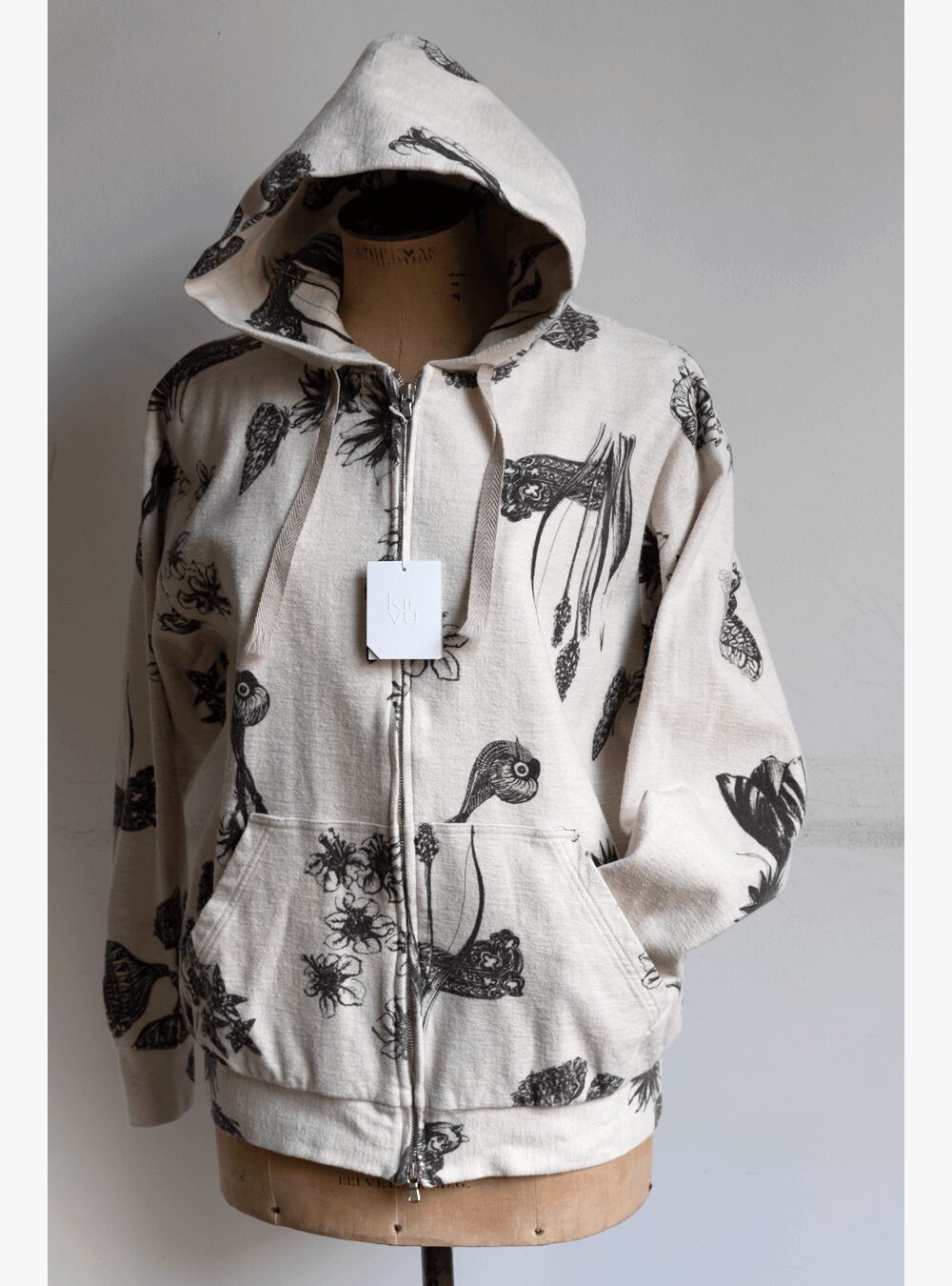 kiivu　ZIP UP HOODED -Drawing Sumi Print Doble + Needle –