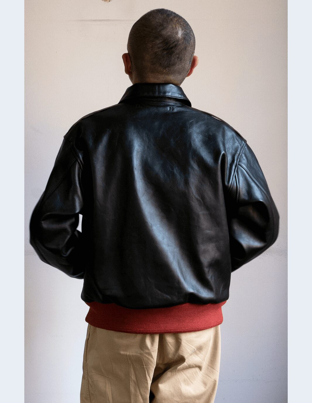 NICENESS　ブラウンコアラムレザー A2ジャケット “MONKMAN” DARK BROWN × RED