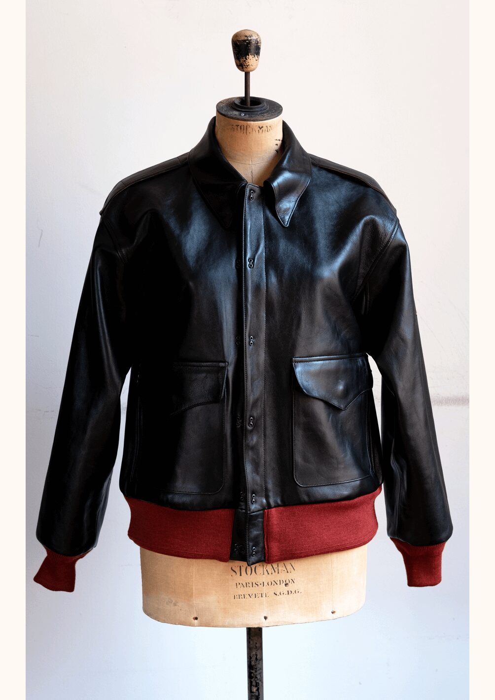 NICENESS　ブラウンコアラムレザー A2ジャケット “MONKMAN” DARK BROWN × RED