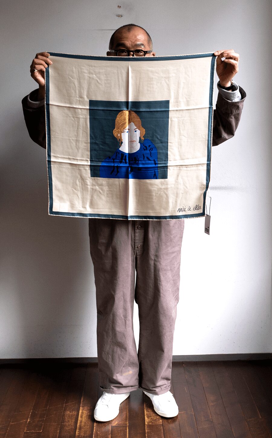 mii　PLACED SCREEN PRINTED SCARF