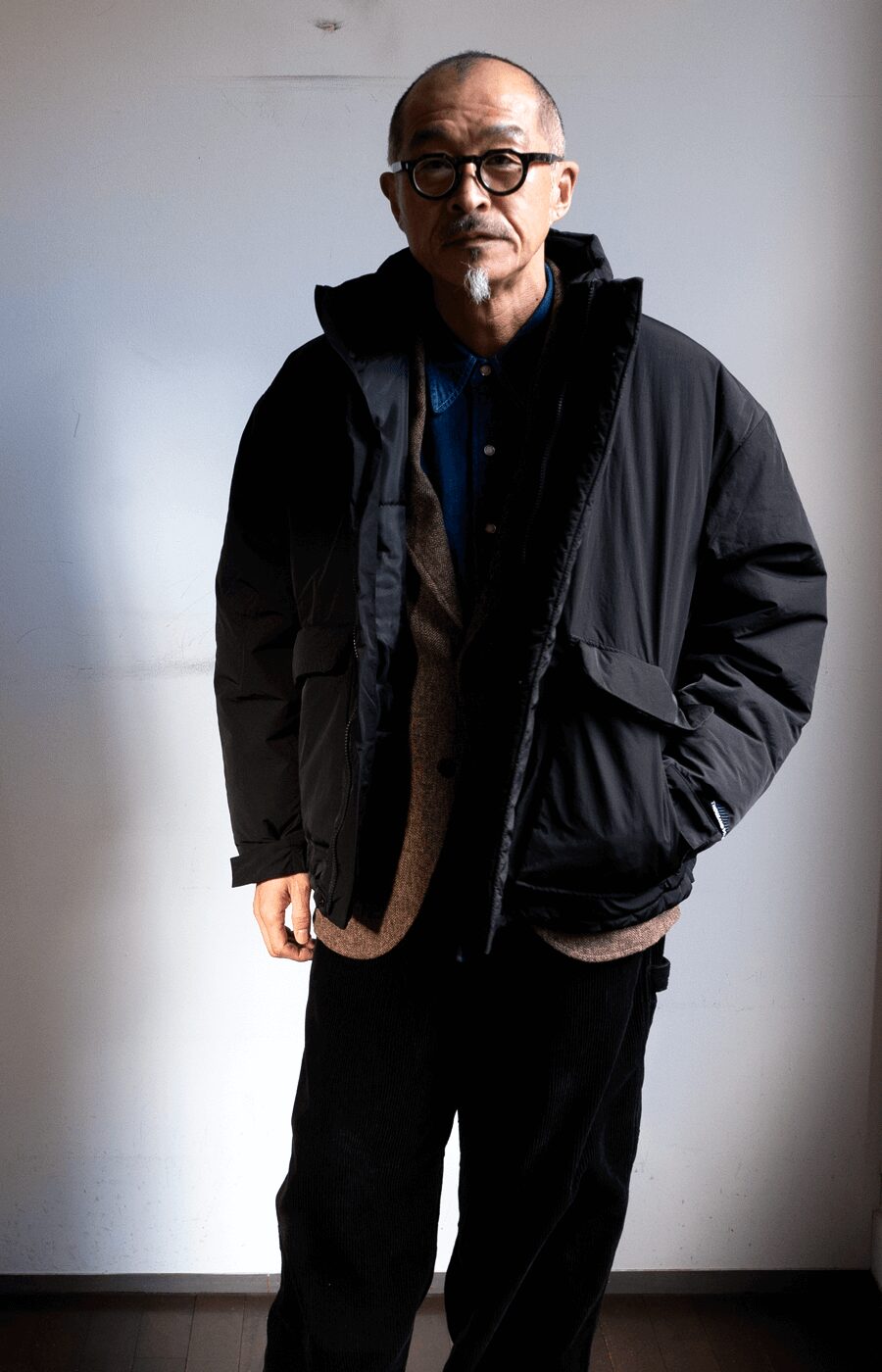 THOUSAND MILE　Stand Collar Padded Jacket Shadow Nylon