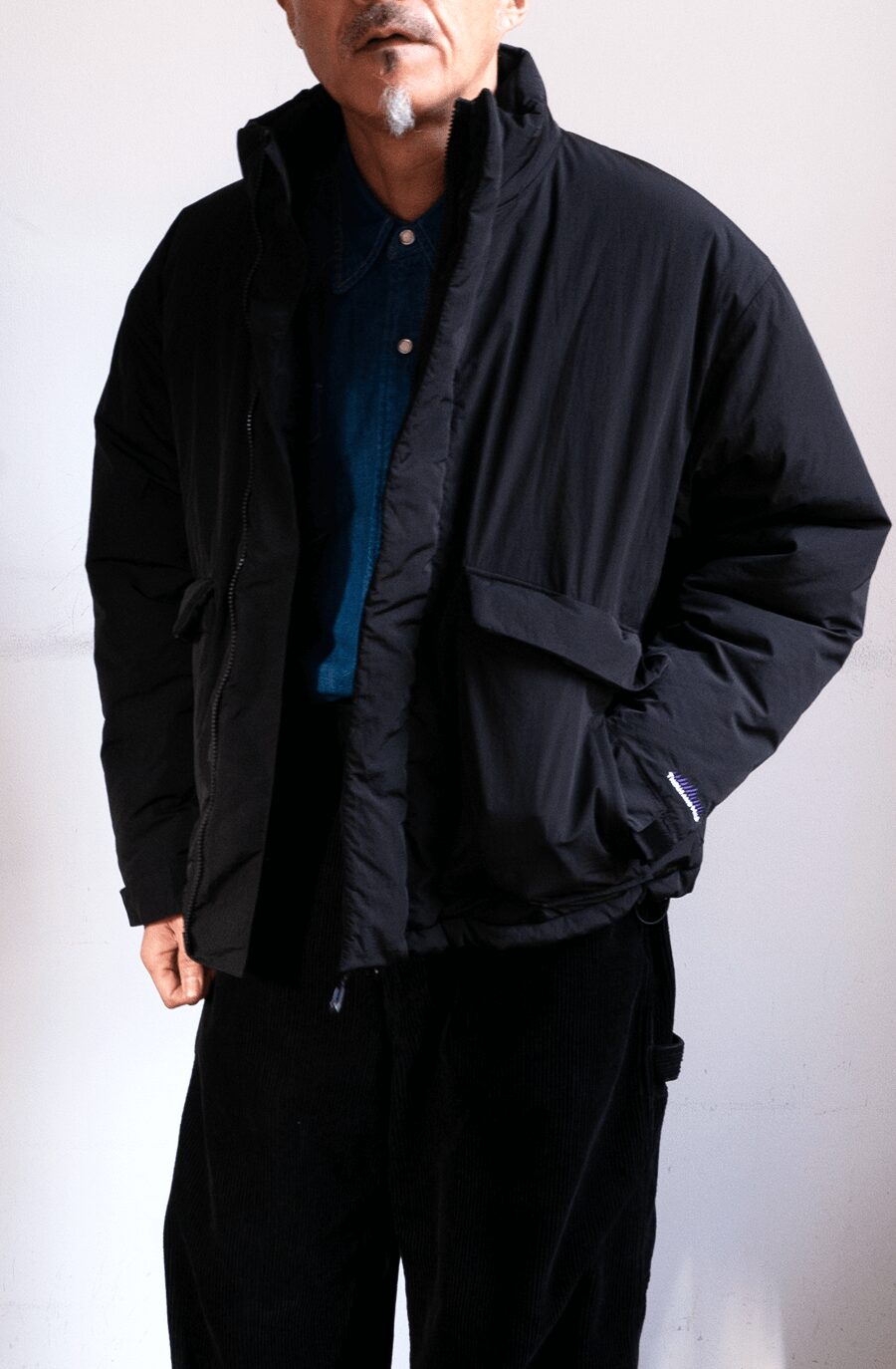 THOUSAND MILE　Stand Collar Padded Jacket Shadow Nylon